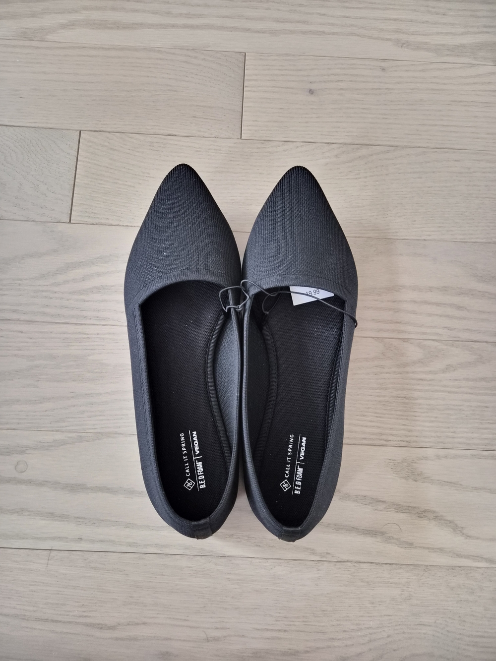 Call It Spring Black Pointed-Toe Slip-On Flats